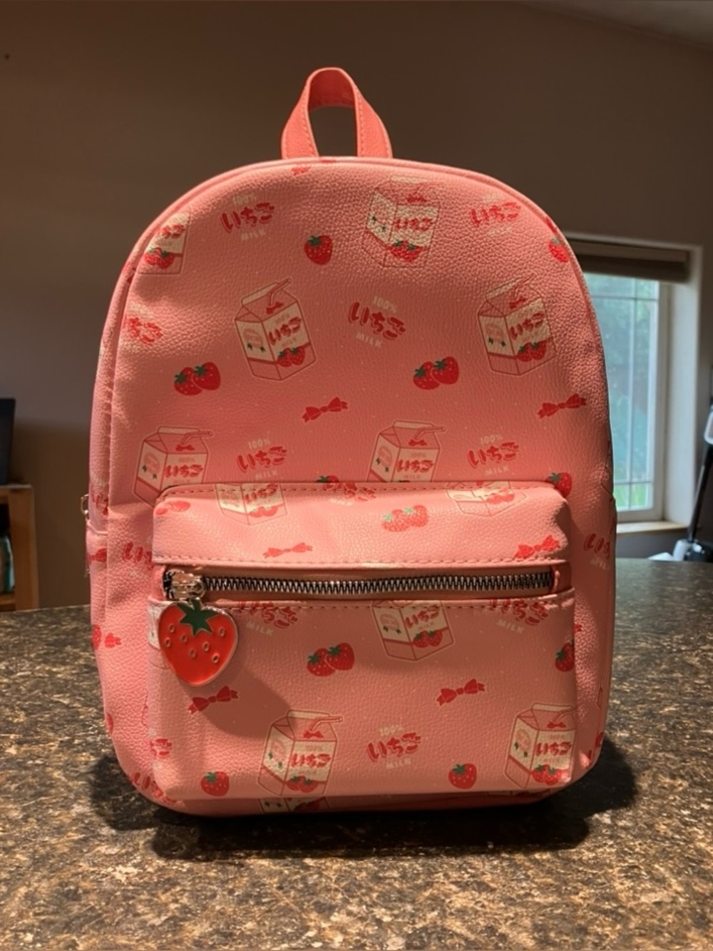 Pink Strawberry milk Print Backpack - Hot Topic Cute Mini Bag